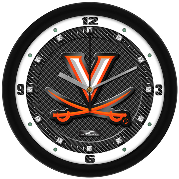 Virginia Cavaliers - Carbon Fiber Textured Team Wall Clock