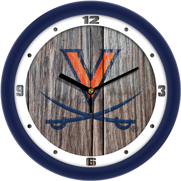 Virginia Cavaliers - Weathered Wood Team Wall Clock