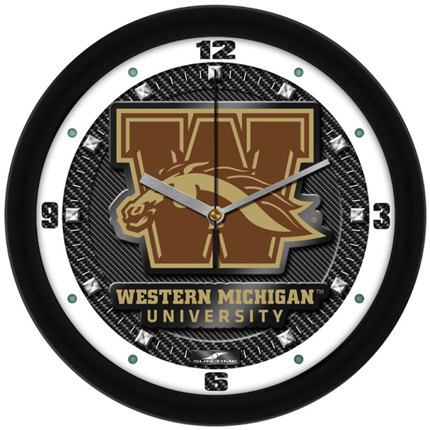 Western Michigan Broncos - Carbon Fiber Textured Team Wall Clock