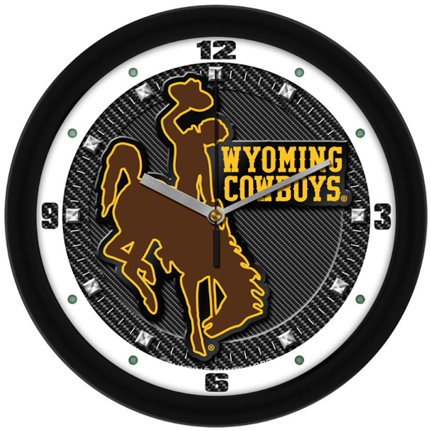 Wyoming Cowboys - Carbon Fiber Textured Team Wall Clock