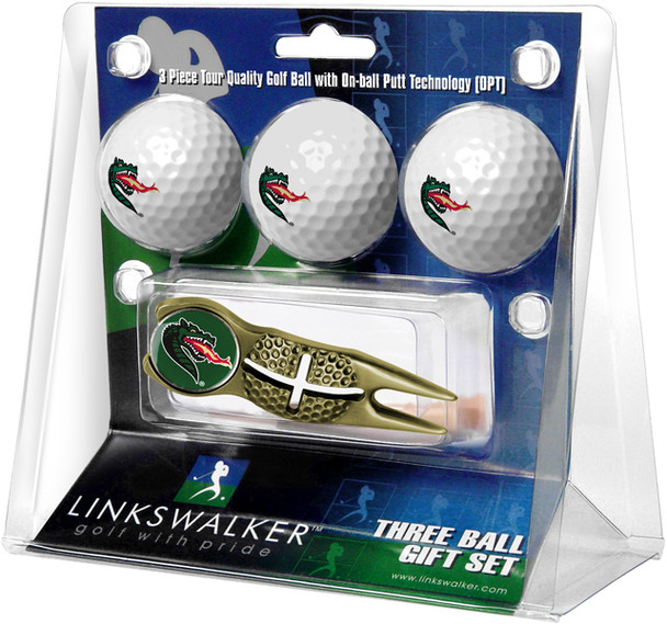 Alabama  -  UAB Blazers - Gold Crosshair Divot Tool 3 Ball Gift Pack