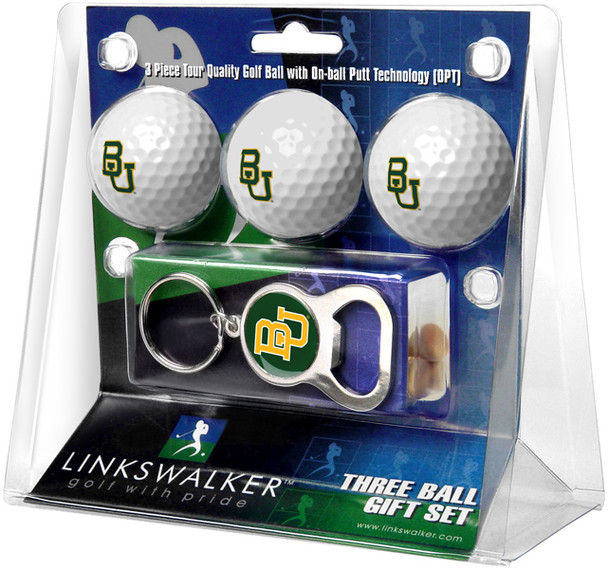 Baylor Bears - 3 Ball Gift Pack with Key Chain Bottle Opener