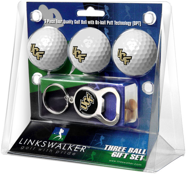 Central Florida Knights - 3 Ball Gift Pack with Key Chain Bottle Opener