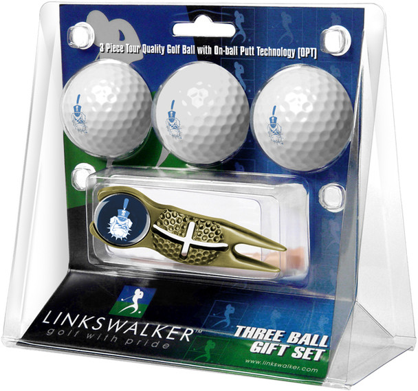 Citadel Bulldogs - Gold Crosshair Divot Tool 3 Ball Gift Pack