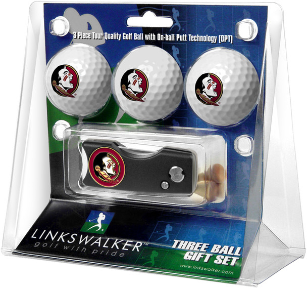 Florida State Seminoles - Spring Action Divot Tool 3 Ball Gift Pack