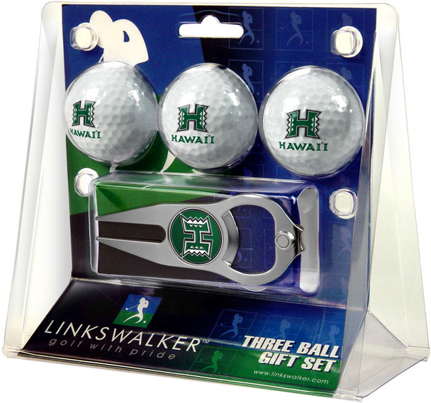 Hawaii Warriors - 3 Ball Gift Pack with Hat Trick Divot Tool