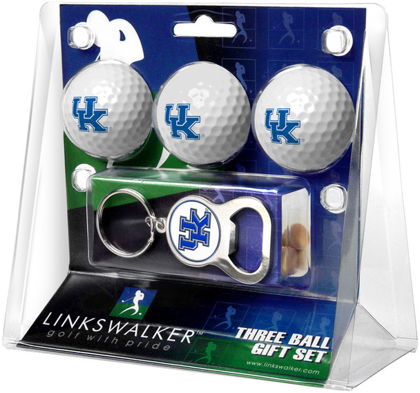 Kentucky Wildcats - 3 Ball Gift Pack with Key Chain Bottle Opener