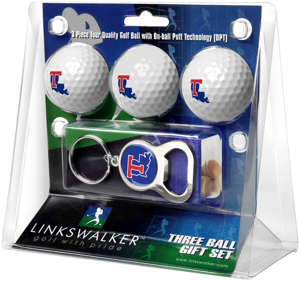 Louisiana Tech Bulldogs - 3 Ball Gift Pack with Key Chain Bottle Opener