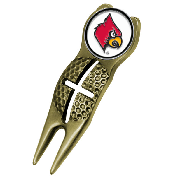 Louisville Cardinals - Crosshairs Divot Tool  -  Gold