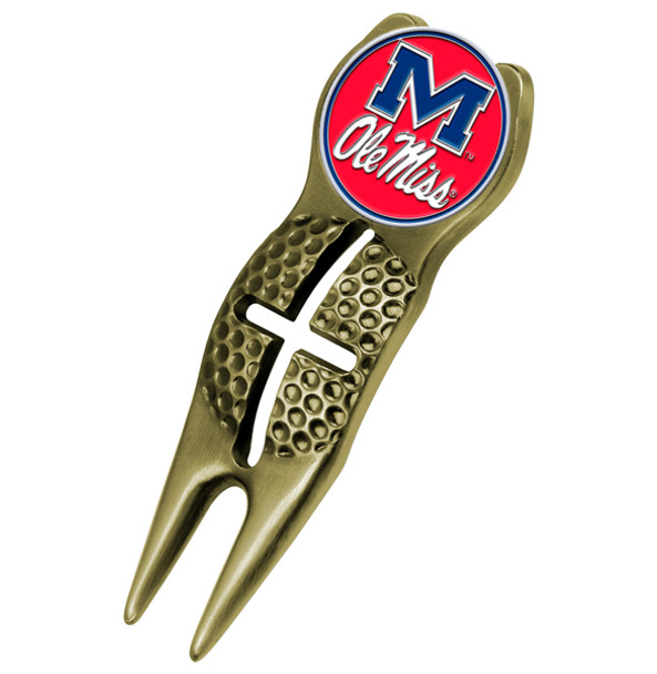 Mississippi Rebels  -  Ole Miss - Crosshairs Divot Tool  -  Gold