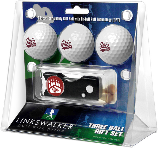Montana Grizzlies - Spring Action Divot Tool 3 Ball Gift Pack
