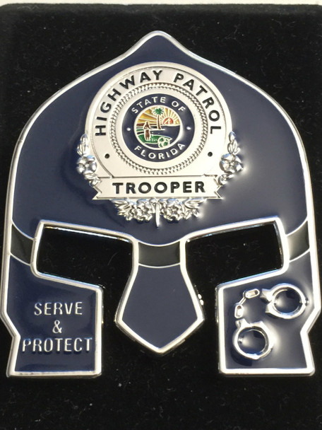 FHP WARRIOR FACE  TROOPER COIN - BLUE FACE  SILVER BADGE