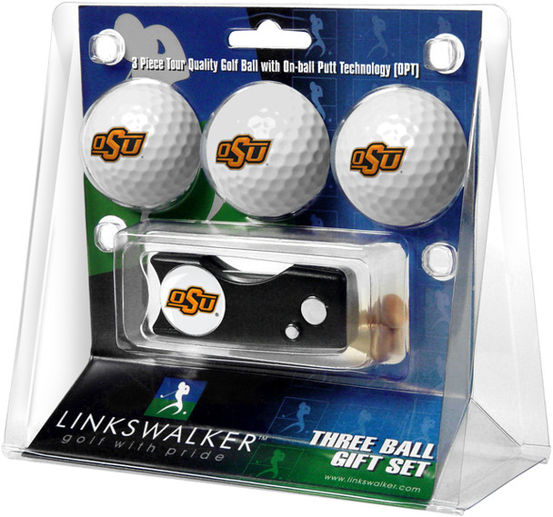 Oklahoma State Cowboys - Spring Action Divot Tool 3 Ball Gift Pack