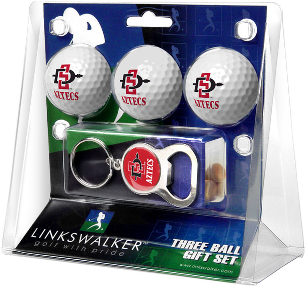 San Diego State Aztecs - 3 Ball Gift Pack with Key Chain Bottle Opener