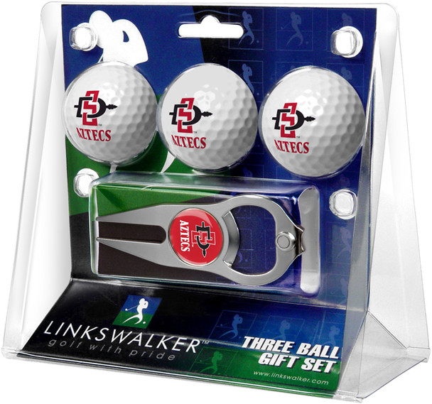 San Diego State Aztecs - 3 Ball Gift Pack with Hat Trick Divot Tool