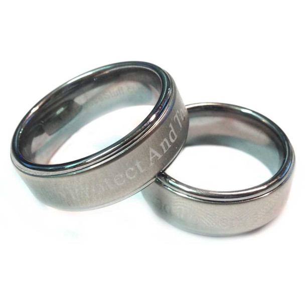 Silver Tungsten To Protect And To Serve Brotherhood Band 8mm width