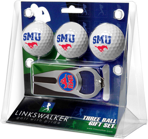 Southern Methodist University Mustangs - 3 Ball Gift Pack with Hat Trick Divot Tool