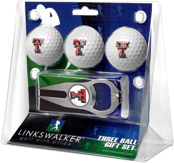 Texas Tech Red Raiders - 3 Ball Gift Pack with Hat Trick Divot Tool