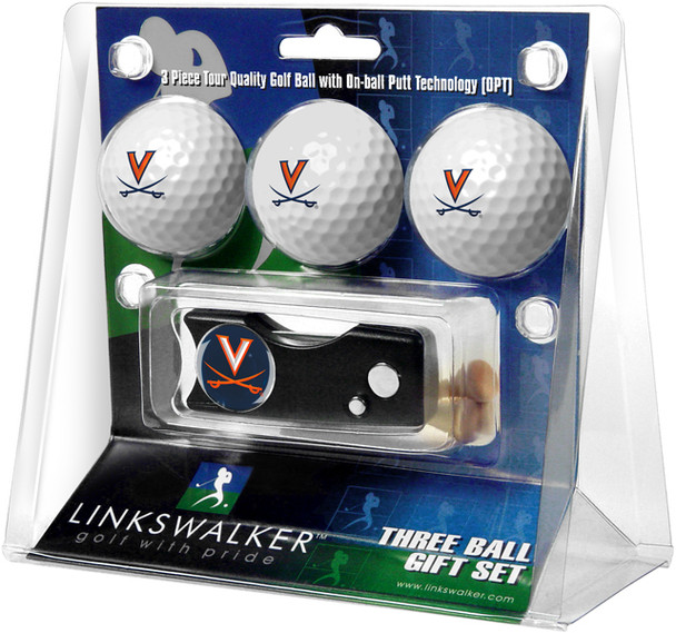 Virginia Cavaliers - Spring Action Divot Tool 3 Ball Gift Pack