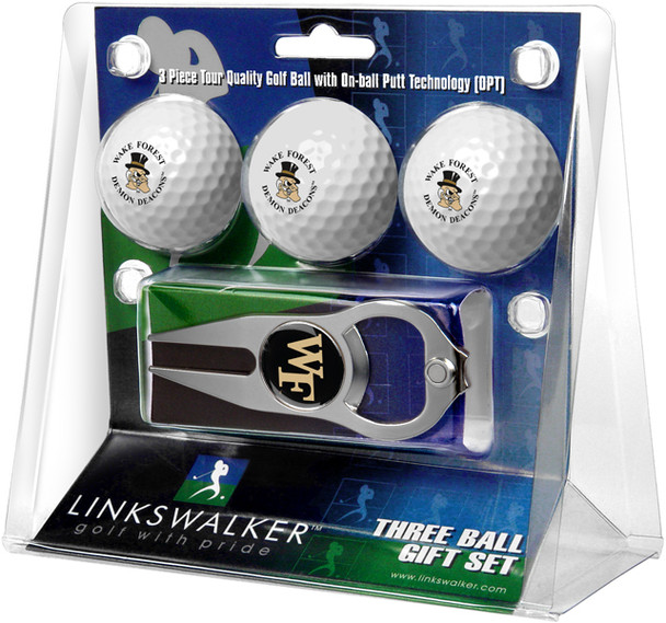 Wake Forest Demon Deacons - 3 Ball Gift Pack with Hat Trick Divot Tool