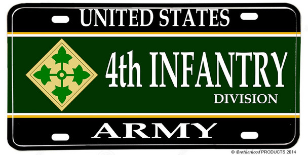 US Army 4th Infantry Division Aluminum License plate