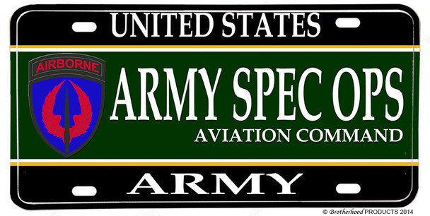 US Army Army Spec Ops Aviation Command Aluminum License plate