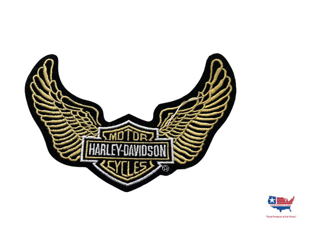 HARLEY DAVIDSON MOTOR CYCLE GOLD WIDE PATCH 