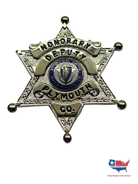 PLYMOUTH COUNTY MA HONORARY DEPUTY STAR BADGE