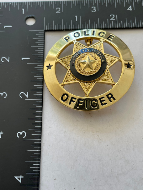 TEXAS POLICE OFFICER BADGE GOLD TONE STAR