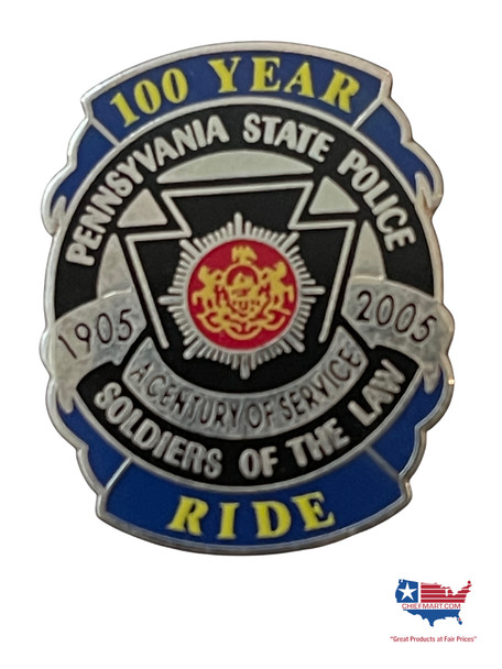 PENNSYLVANIA STATE POLICE 100 YEAR RIDE  Lapel Pin 