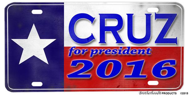 Texas Flag Ted Cruz for President 2016 Aluminum License plate