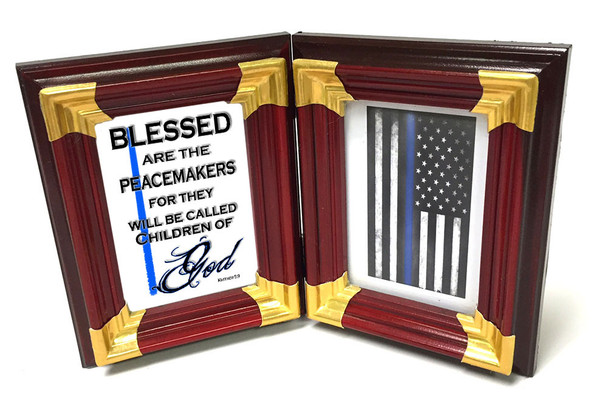 Thin Blue Line Flag & Matthew 5:9 Framed Print