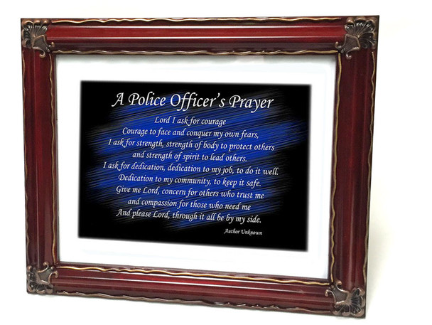 A Police Officer's Prayer Thin Blue Line 8x10 Framed Print