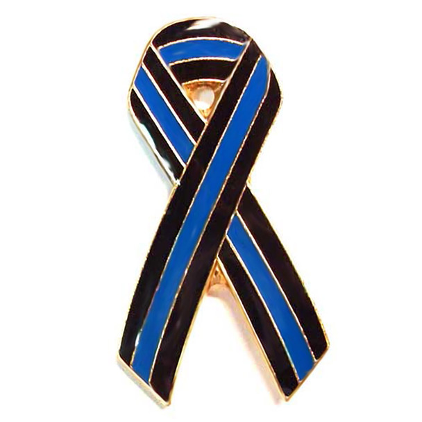 Thin Blue Line 1 inch Ribbon Lapel Pin Package of Two