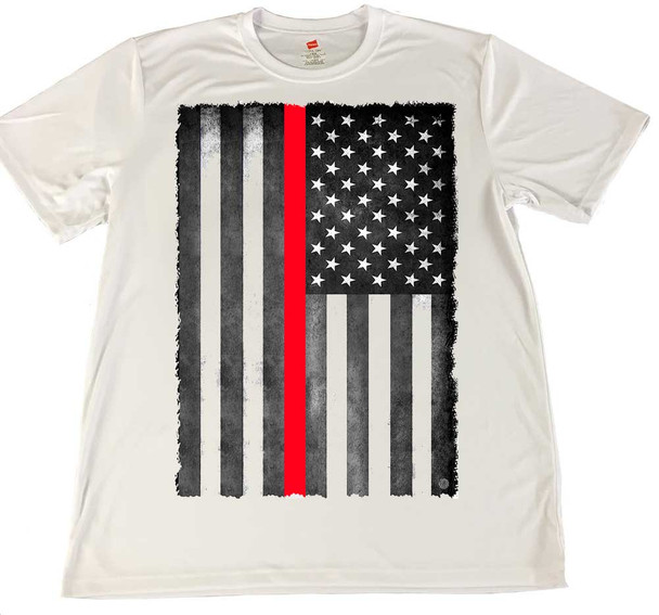 Thin Red Line Subdued Distressed American Flag Rapid Dry T-Shirt