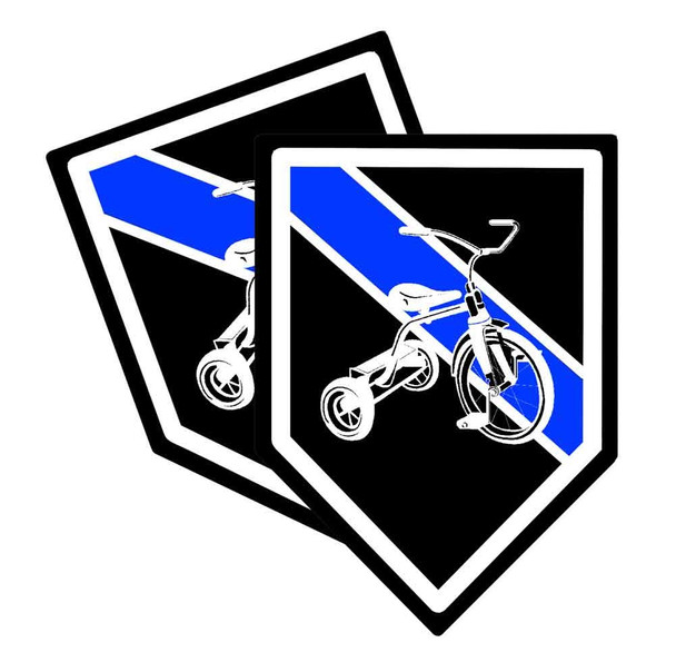 Thin Blue Line Tricycle Unit Shield Shaped Police Decal Package of 4