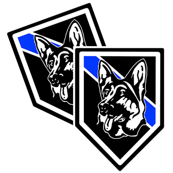Thin Blue Line K9 image Unit Shield Shaped Police Decal Package of 4