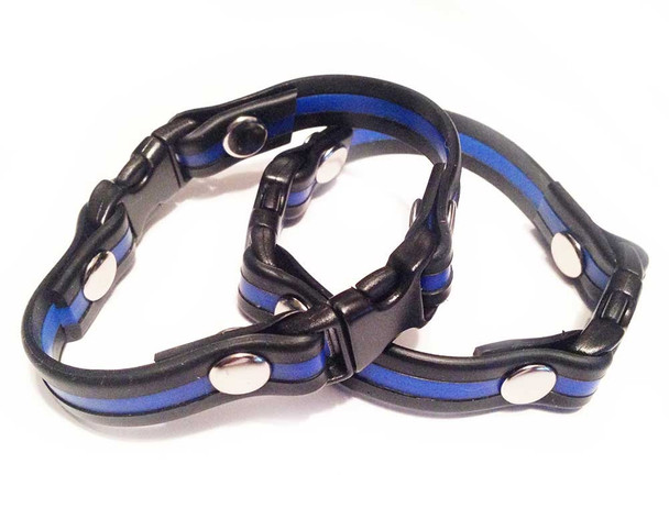 Thin Blue Line Riveted Silicone Bracelet Pack of 2