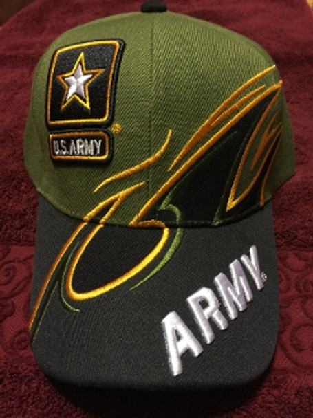 U.S. ARMY Military Hat Official ARMY LETTERS, Black & Green