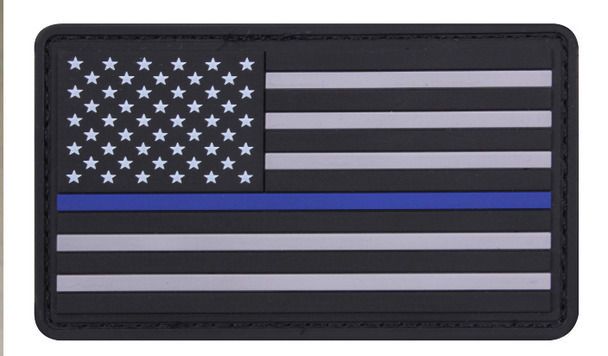 PVC Thin Blue Line Flag Patch - Hook Back