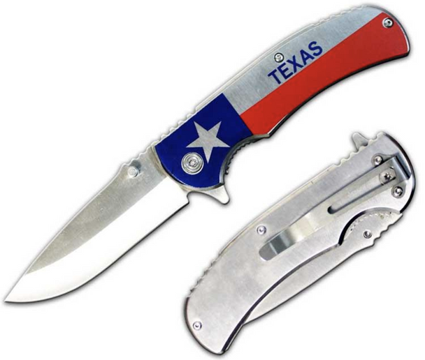 TEXAS FLAG ASSISTED OPEN POCKET KNIFE 4.5'