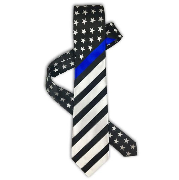 Thin Blue Line American Flag Tie