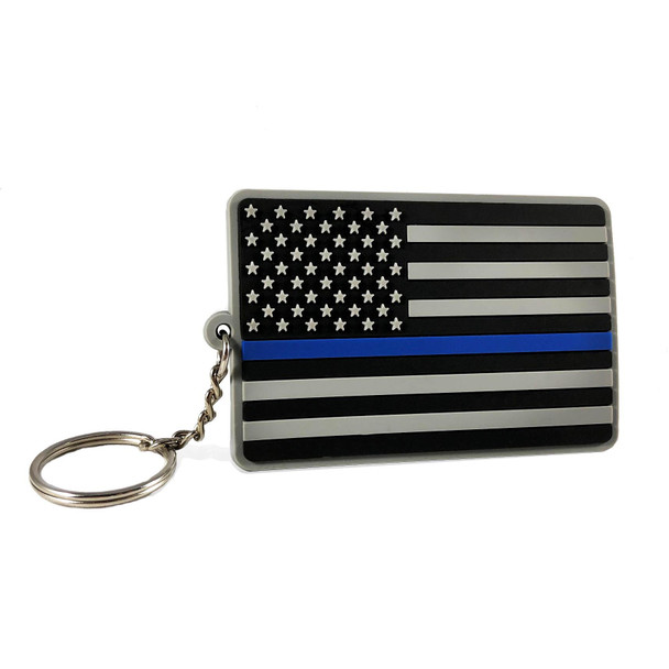 THIN BLUE LINE AMERICAN FLAG KEYCHAIN