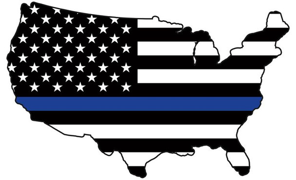 Thin Blue Line US Map Large Sticker