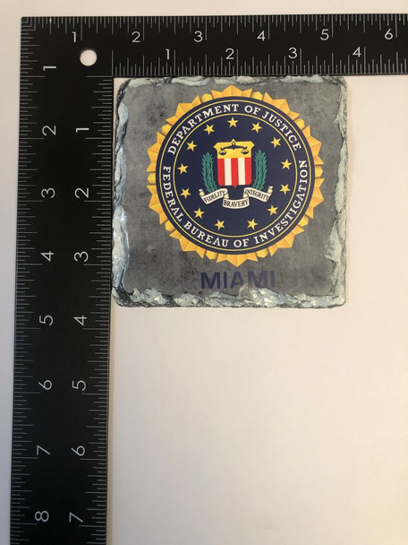 FBI SEAL MIAMI  SLATE SQUARE 3.5" Square Coaster