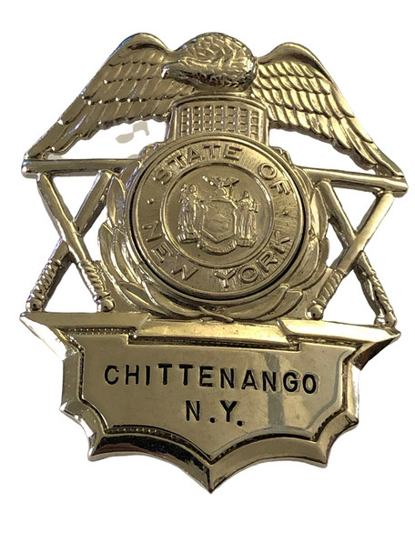CHITTENANGO NY POLICE HAT BADGE