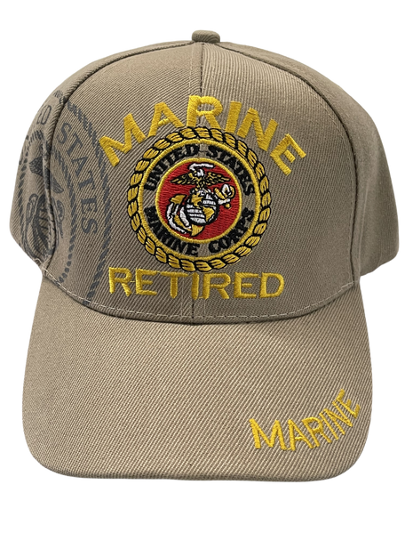 RETIRED MARINE CORPS SEAL HAT KAKI