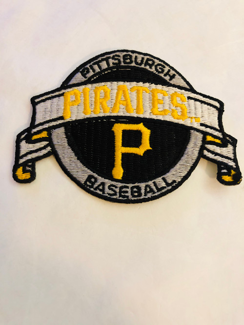 The embroidered logo of the Pittsburg Pirates looks on during the