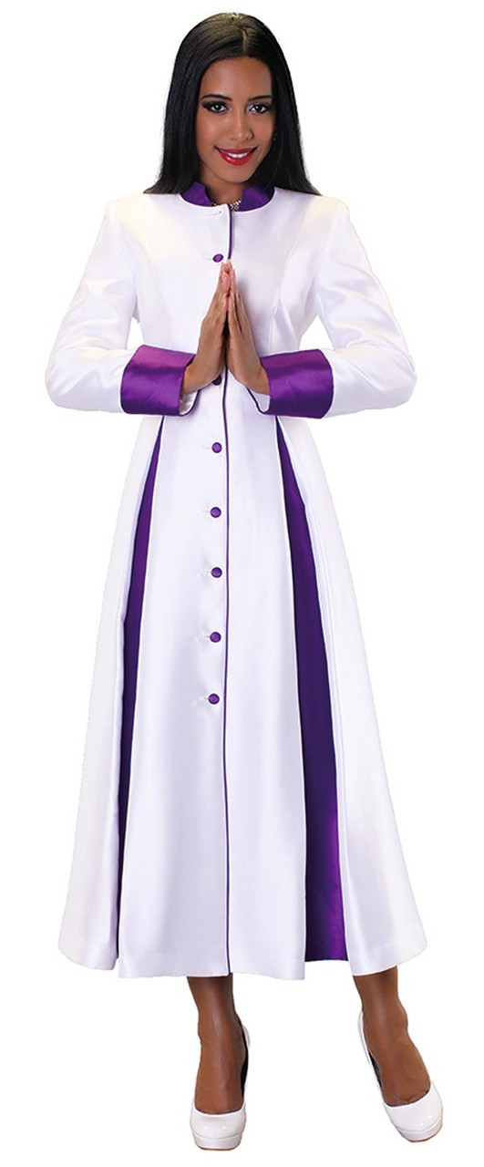 163 M. Men's Clergy/Pastor Robe - White/Gold Trim