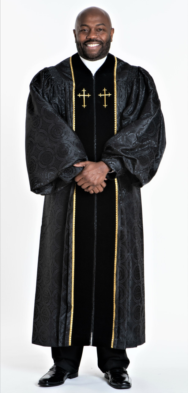 Men's JT Wesley Pulpit Robe in Black